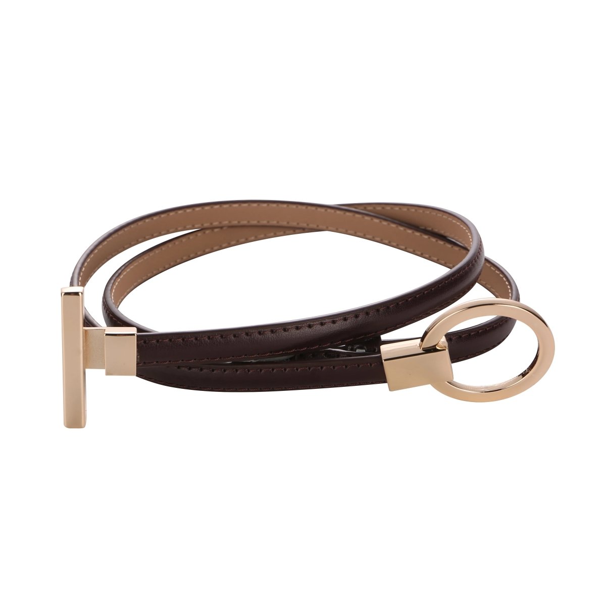 Ceinture fine femme boucle ronde dorée - La Boutique de la Ceinture