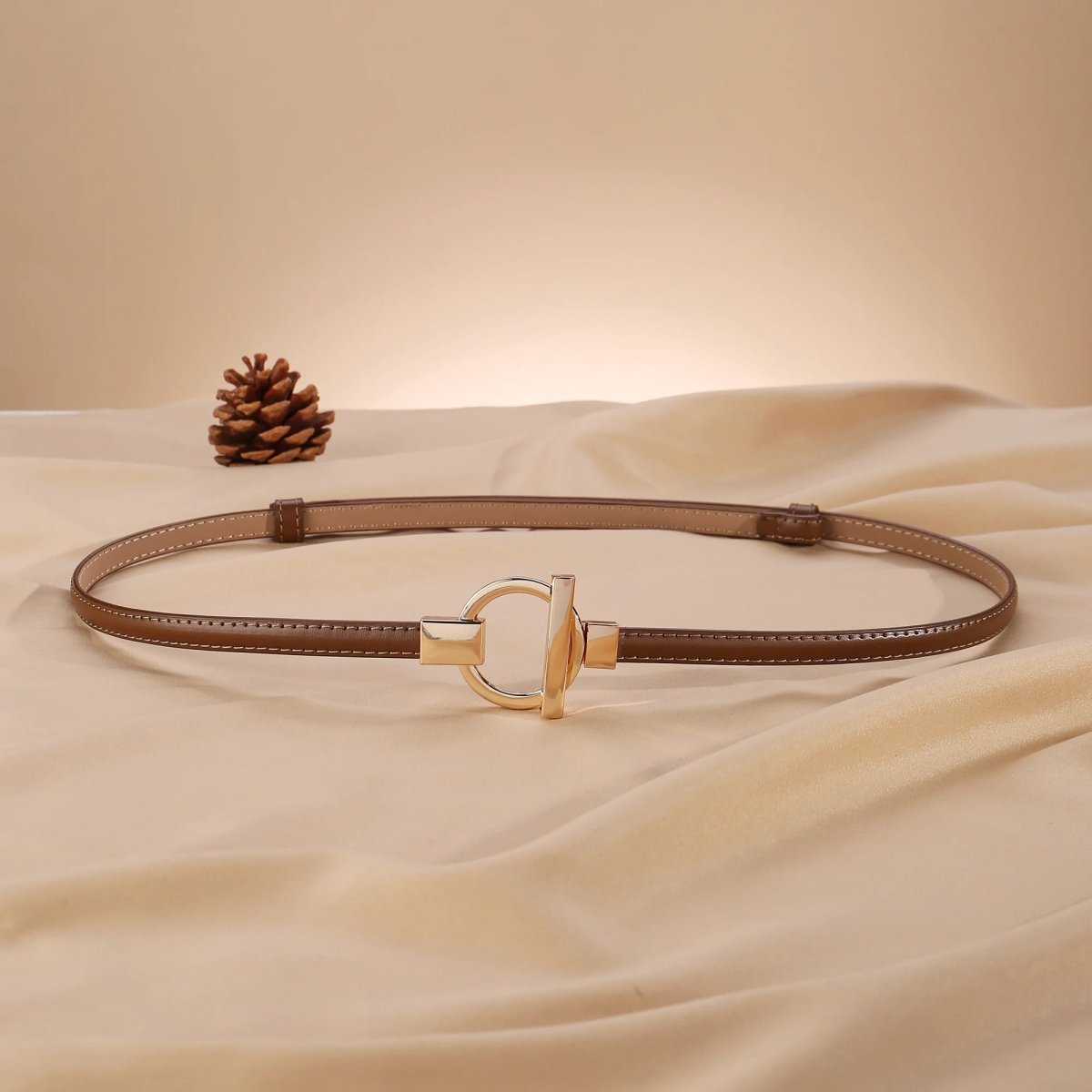 Ceinture fine femme boucle ronde dorée - La Boutique de la Ceinture