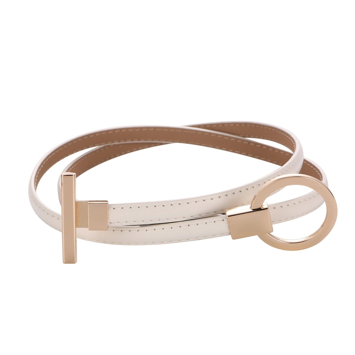 Ceinture fine femme boucle ronde dorée - La Boutique de la Ceinture