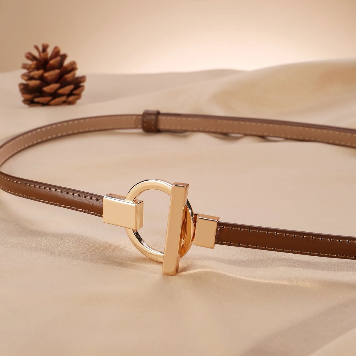 Ceinture fine femme boucle ronde dorée - La Boutique de la Ceinture