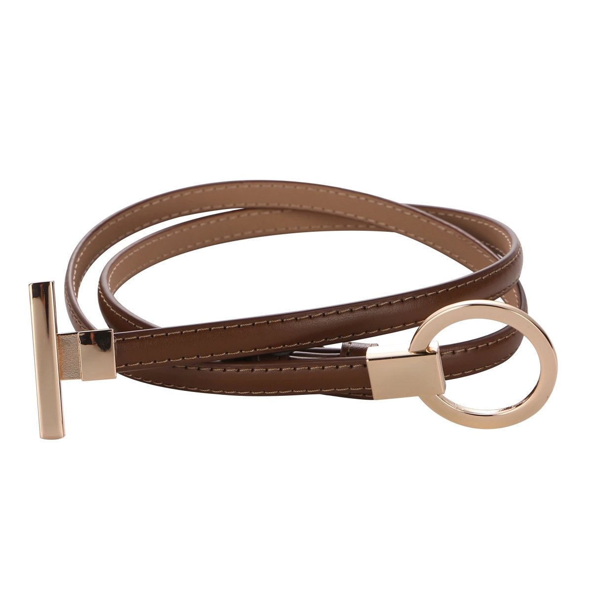 Ceinture fine femme boucle ronde dorée - La Boutique de la Ceinture