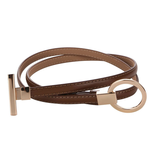 Ceinture fine femme boucle ronde dorée - La Boutique de la Ceinture