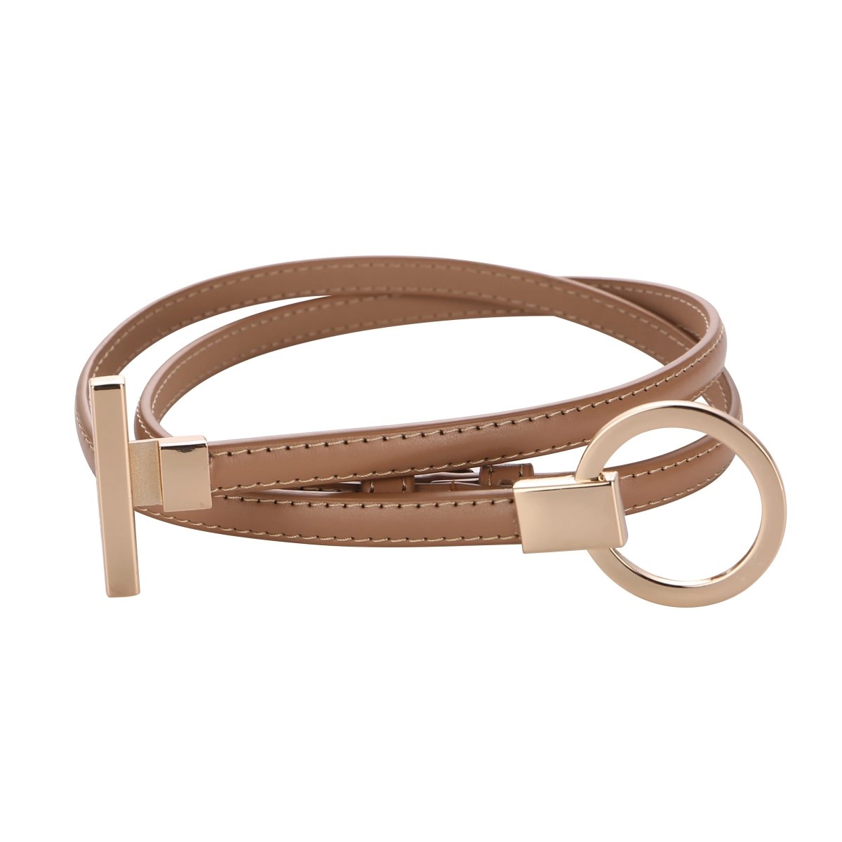 Ceinture fine femme boucle ronde dorée - La Boutique de la Ceinture