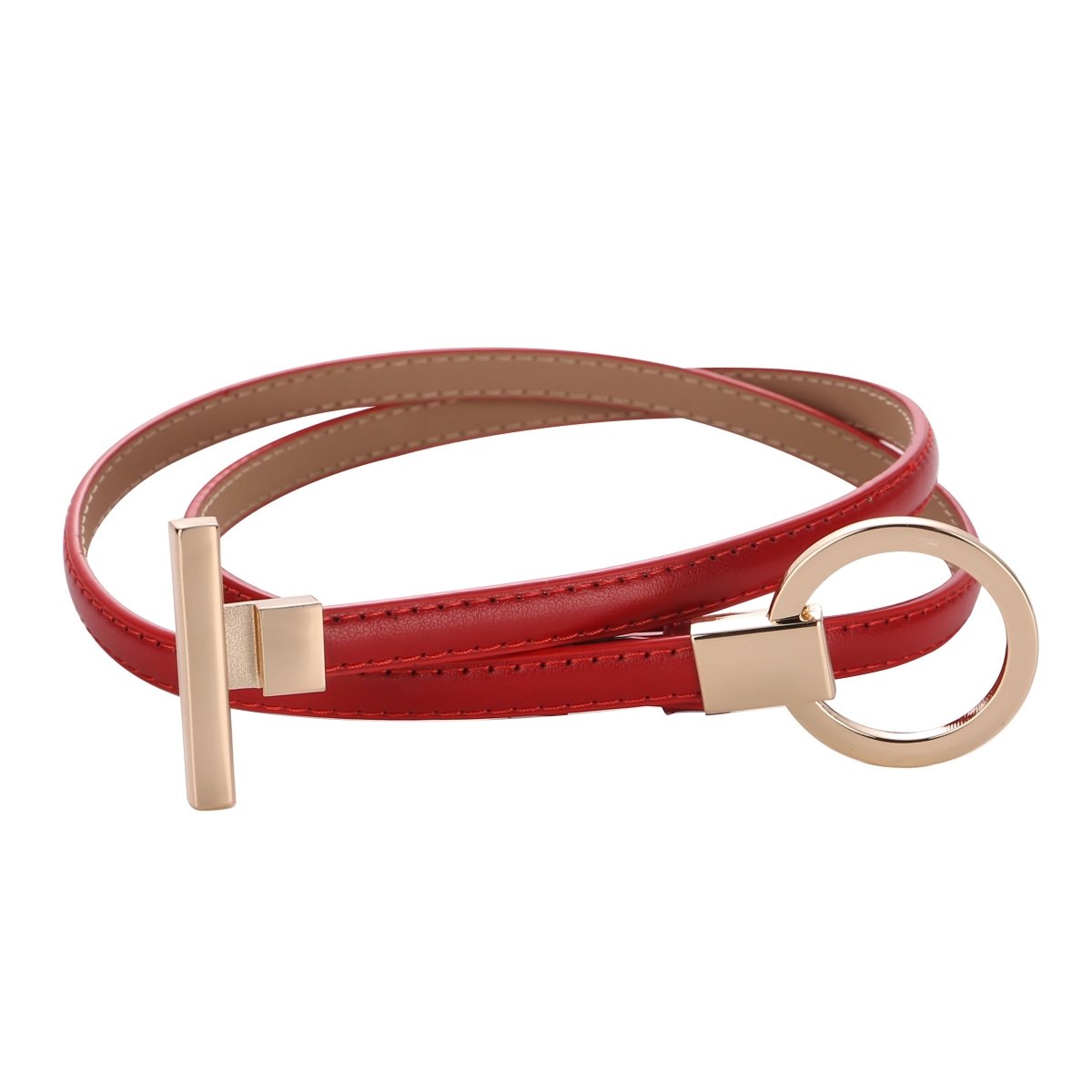 Ceinture fine femme boucle ronde dorée - La Boutique de la Ceinture