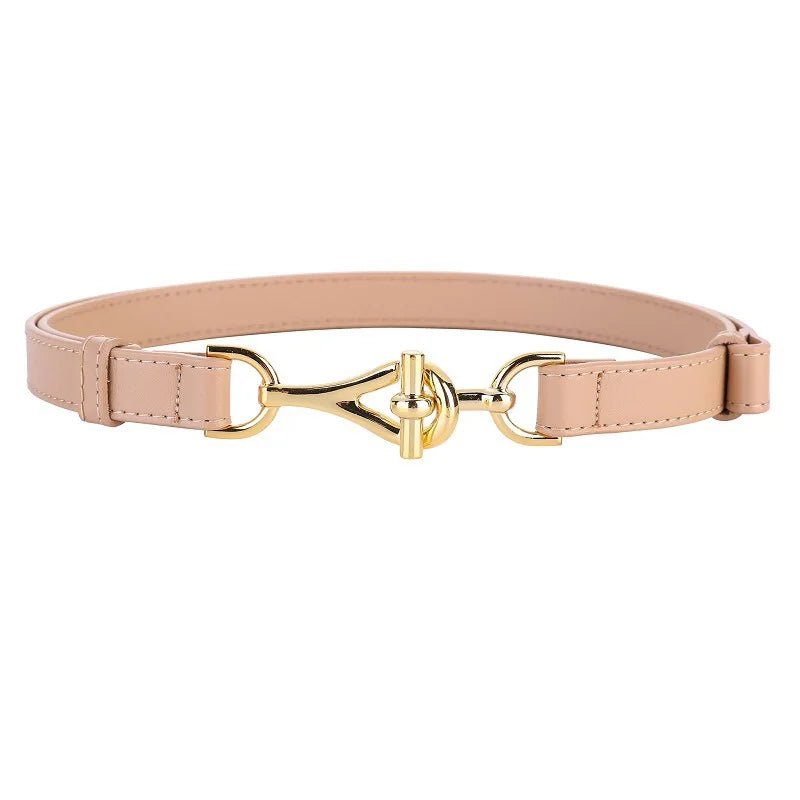 Ceinture Fine Femme en Cuir Véritable à Boucle Dorée, Modèle Cléa