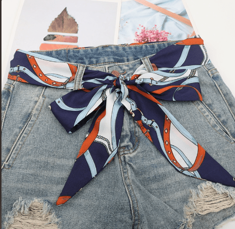 Ceinture foulard en soie avec motif calèche, modèle Diana - La Boutique de la Ceinture