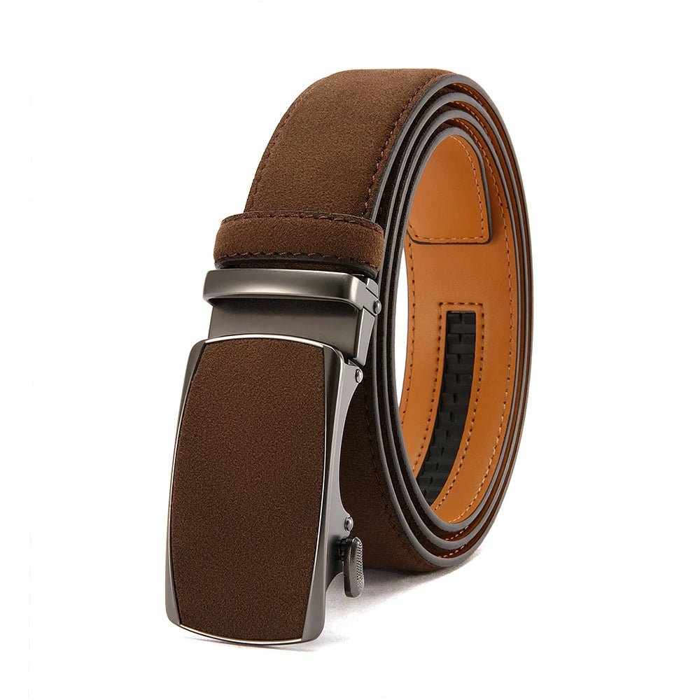 Ceinture Homme Automatique Effet Suédé à Boucle Pleine, modèle Albert - La Boutique de la Ceinture