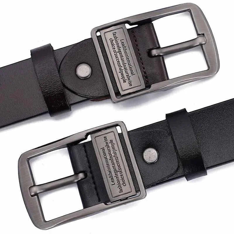 Ceinture Homme Cuir Noir Boucle Métal Signature - La Boutique de la Ceinture