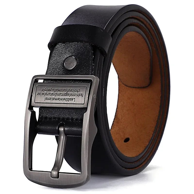 Ceinture Homme Cuir Noir Boucle Métal Signature - La Boutique de la Ceinture