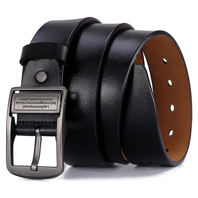 Ceinture Homme Cuir Noir Boucle Métal Signature - La Boutique de la Ceinture