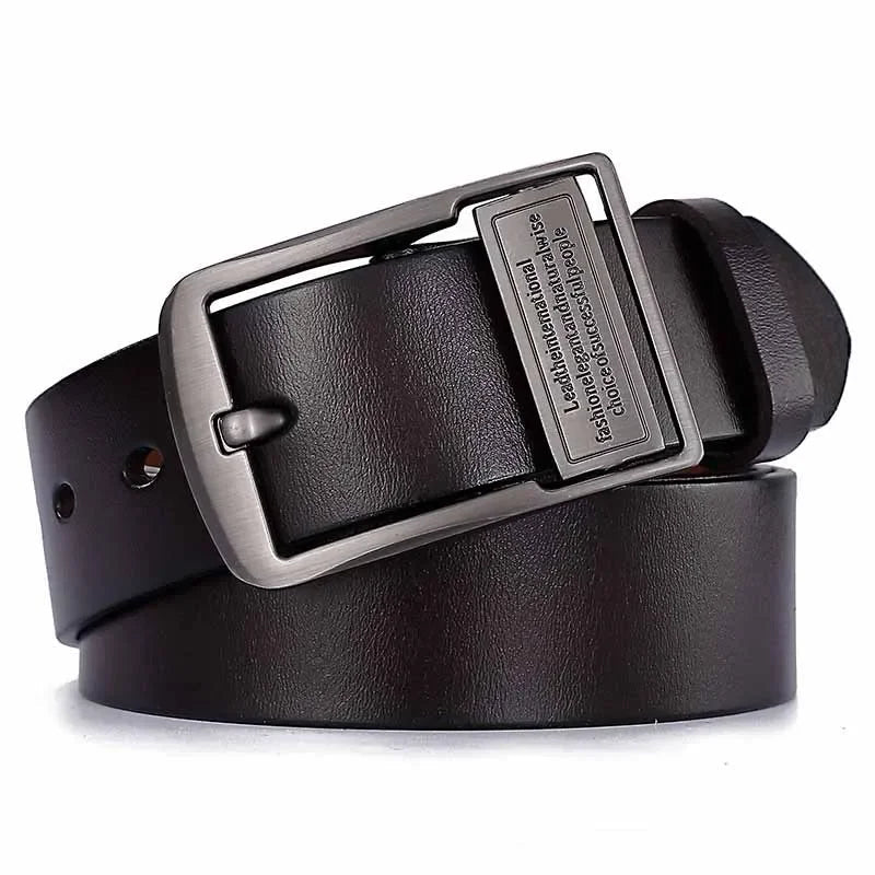Ceinture Homme Cuir Noir Boucle Métal Signature , modèle Carlito