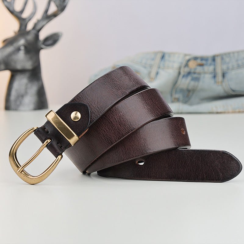 Ceinture Homme en Cuir Pleine Fleur à Boucle Dorée, Modèle Austin