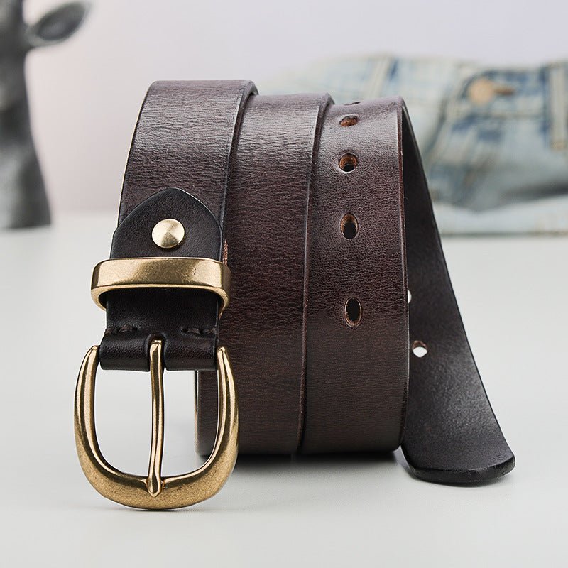 Ceinture Homme en Cuir Pleine Fleur à Boucle Dorée, Modèle Austin - La Boutique de la Ceinture