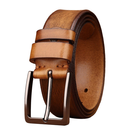 Ceinture homme en cuir véritable boucle ardillon mat, modèle Valério - La Boutique de la Ceinture