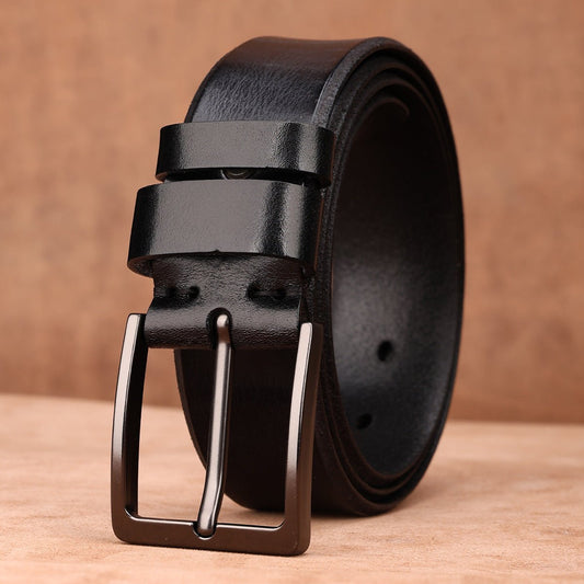 Ceinture homme en cuir véritable boucle ardillon mat, modèle Valério - La Boutique de la Ceinture