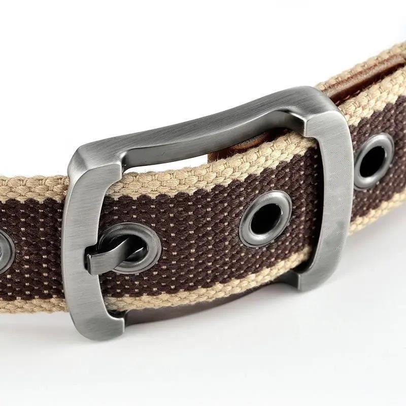 Ceinture homme en toile tressée bicolore, modèle Ringo
