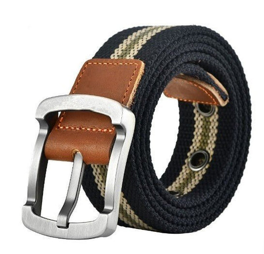 Ceinture homme en toile tressée bicolore, modèle Ringo - La Boutique de la Ceinture