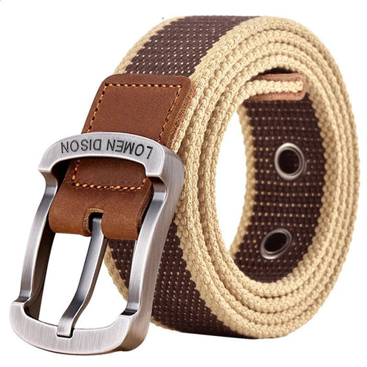 Ceinture homme en toile tressée bicolore, modèle Ringo - La Boutique de la Ceinture