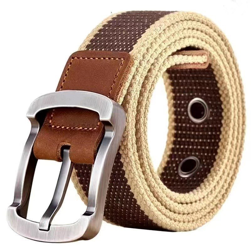 Ceinture homme en toile tressée bicolore, modèle Ringo - La Boutique de la Ceinture