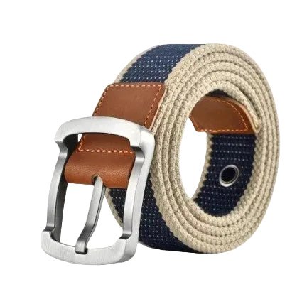 Ceinture homme en toile tressée bicolore, modèle Ringo - La Boutique de la Ceinture