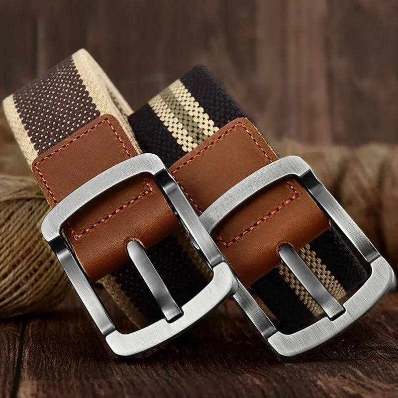 Ceinture homme en toile tressée bicolore, modèle Ringo