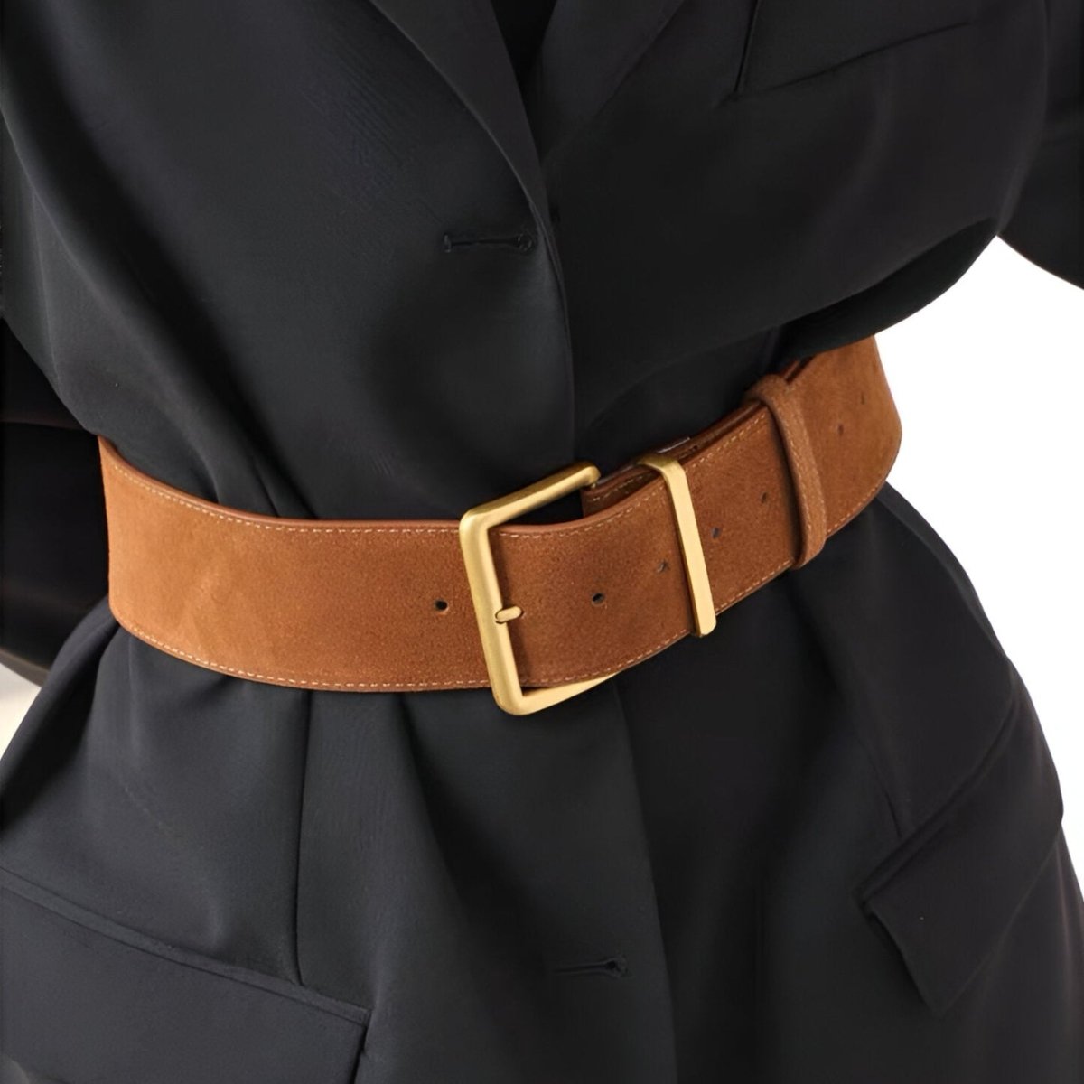 Nubuck Zara Ceinture Double Boucle Ceinture Large En Cuir