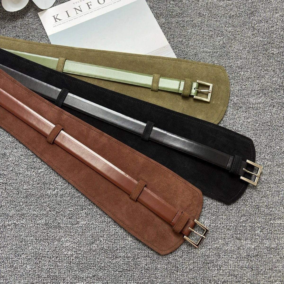Ceinture large femme effet suédine structurée - La Boutique de la Ceinture