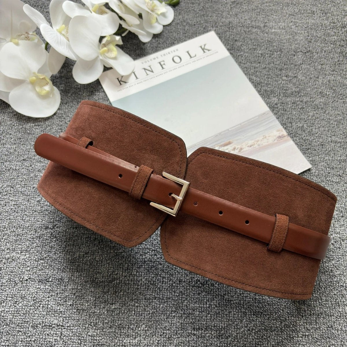Ceinture large femme effet suédine structurée - La Boutique de la Ceinture
