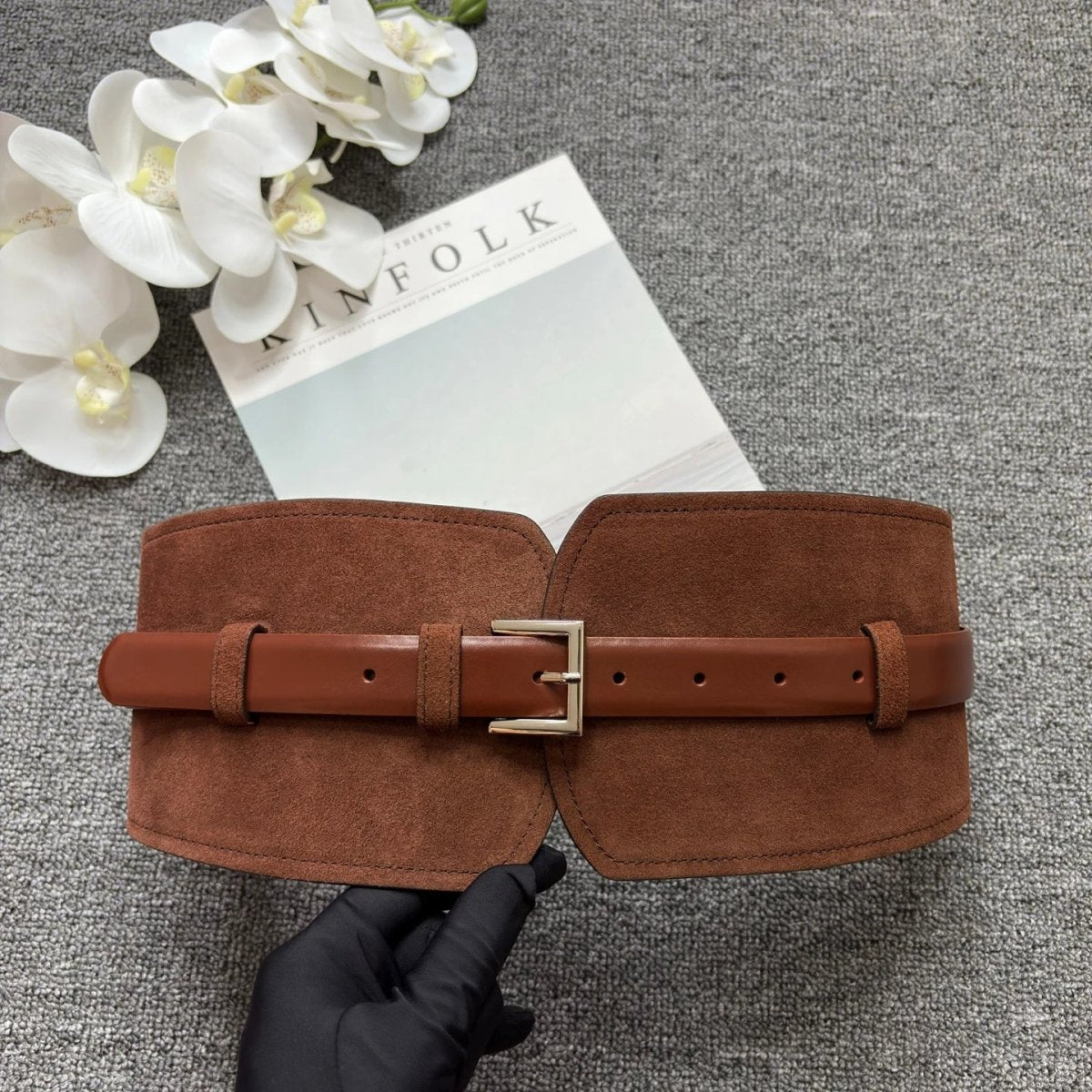 Ceinture large femme effet suédine structurée - La Boutique de la Ceinture
