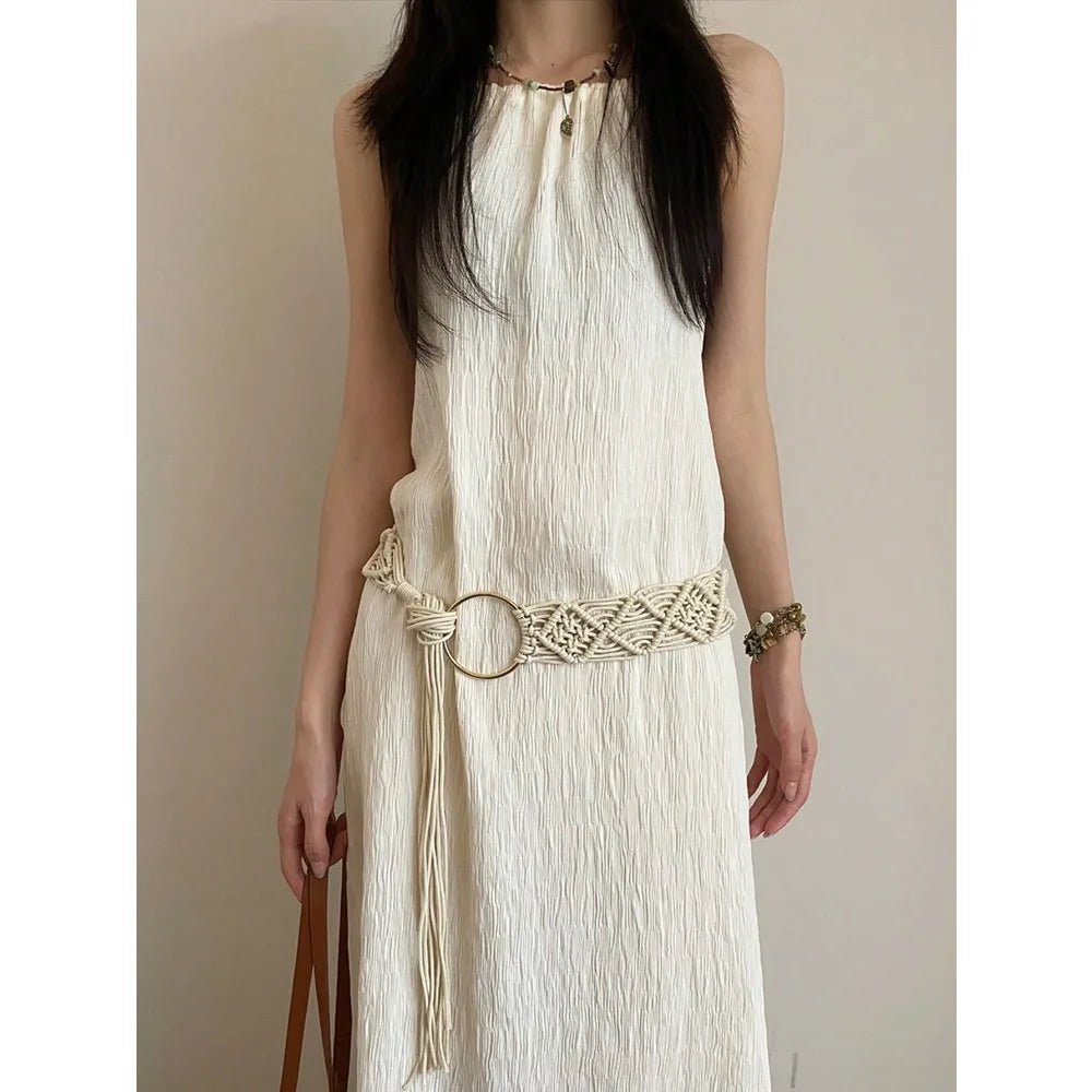Ceinture Macramé Bohème Femme avec Anneau Métallique, modèle Marni - La Boutique de la Ceinture