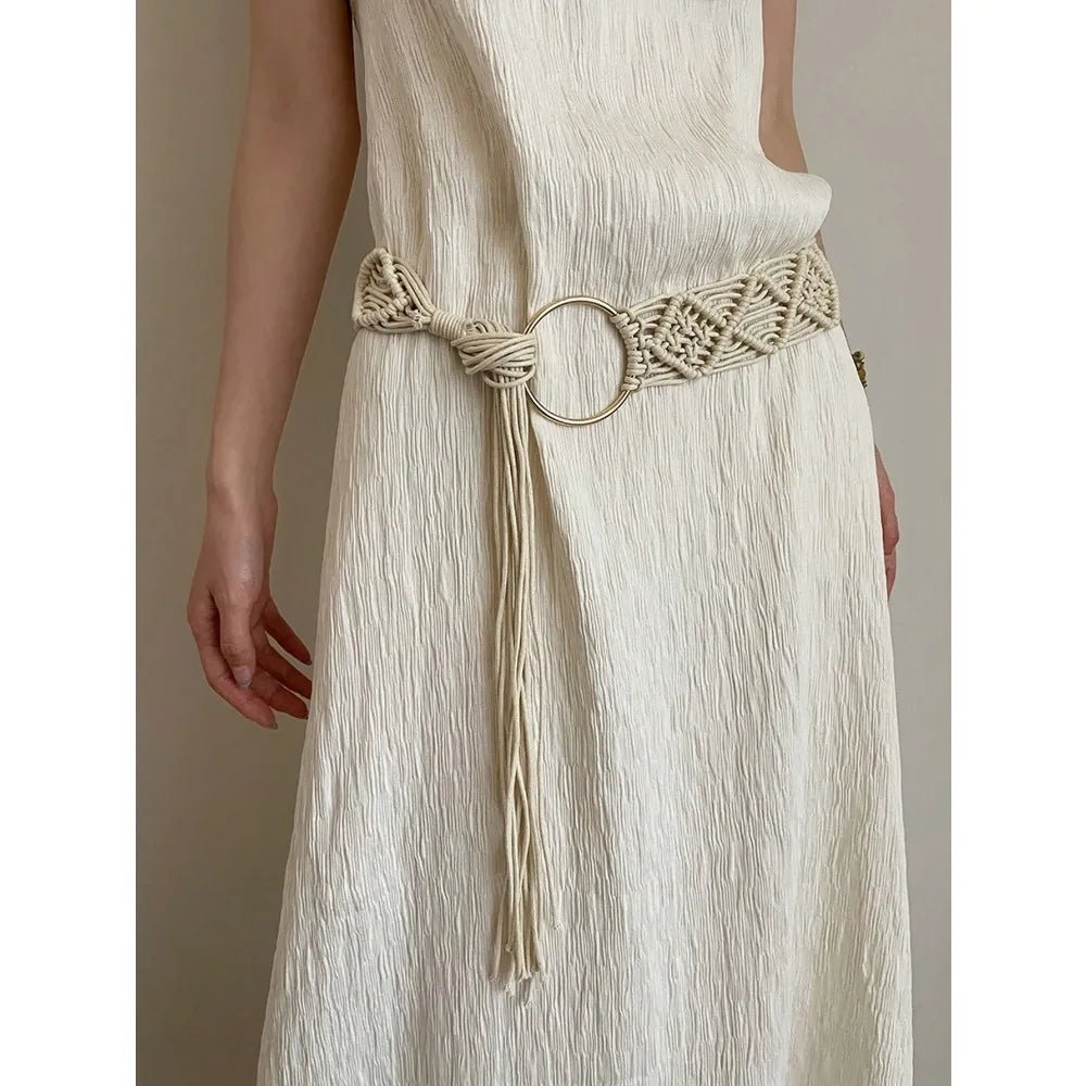 Ceinture Macramé Bohème Femme avec Anneau Métallique, modèle Marni - La Boutique de la Ceinture