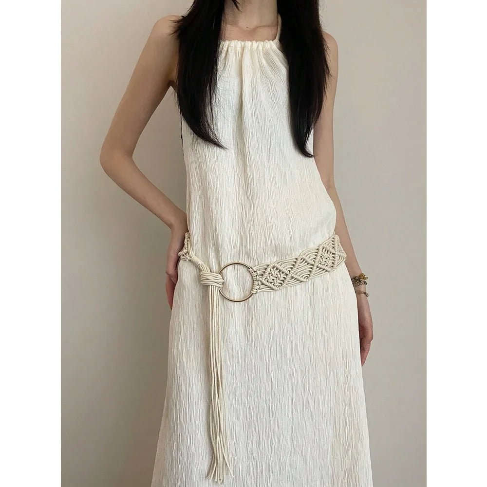 Ceinture Macramé Bohème Femme avec Anneau Métallique, modèle Marni - La Boutique de la Ceinture