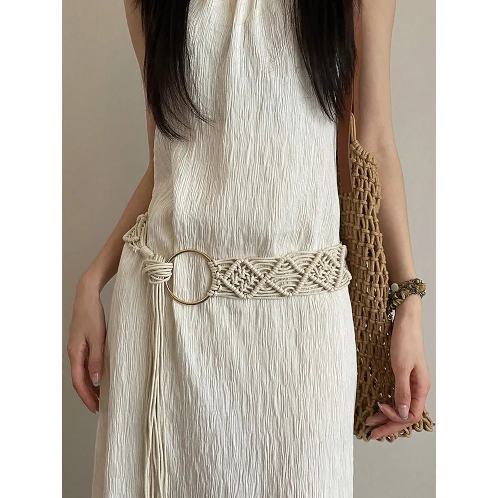 Ceinture Macramé Bohème Femme avec Anneau Métallique, modèle Marni - La Boutique de la Ceinture