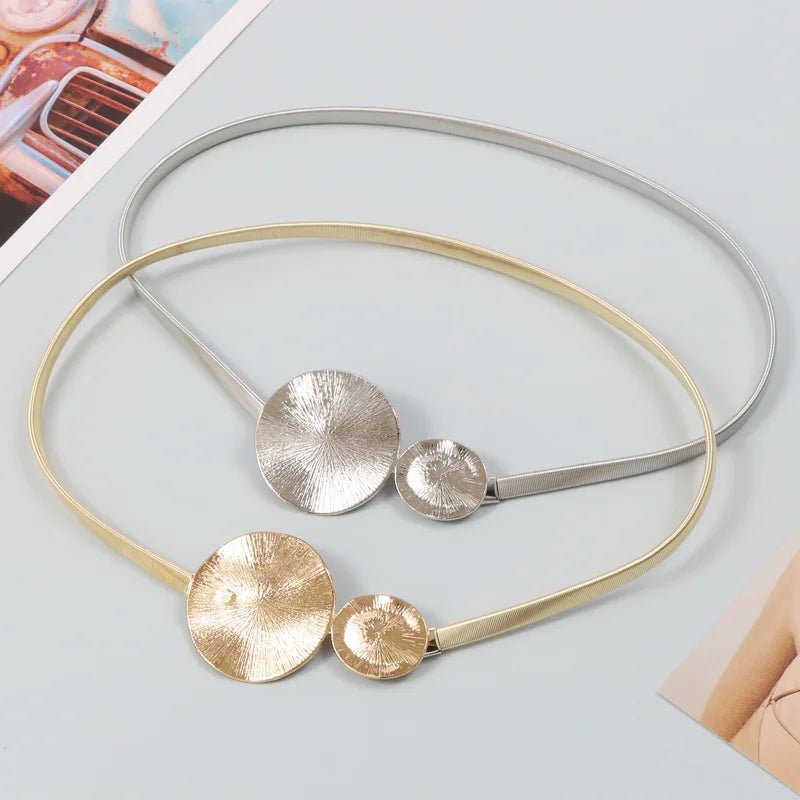 Ceinture Métallique Élastique Double Disque Sculpté - La Boutique de la Ceinture