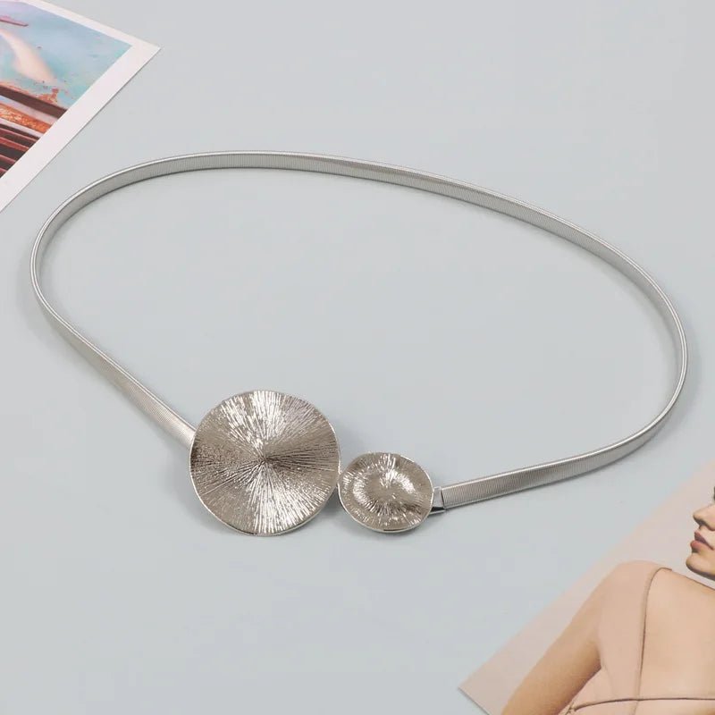 Ceinture Métallique Élastique Double Disque Sculpté - La Boutique de la Ceinture