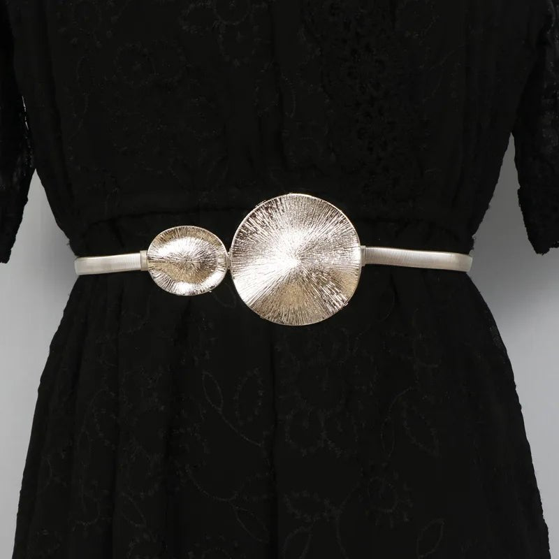 Ceinture Métallique Élastique Double Disque Sculpté - La Boutique de la Ceinture