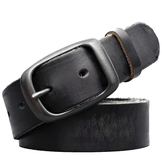 Ceinture pour homme en cuir véritable aspet vintage , modèle Bruno - La Boutique de la Ceinture