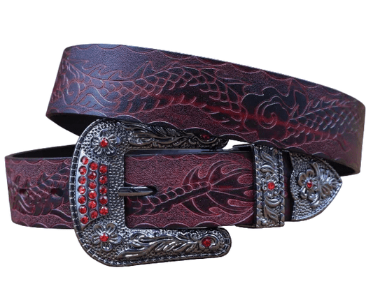 Ceinture Western à motifs floraux, modèle Kurata - La Boutique de la Ceinture