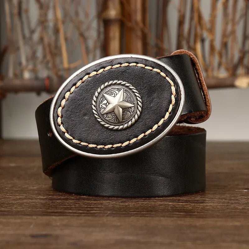 Ceinture Western Cuir Boucle Étoile Ovale - La Boutique de la Ceinture