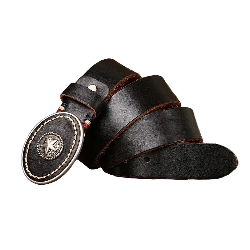 Ceinture Western Cuir Boucle Étoile Ovale - La Boutique de la Ceinture