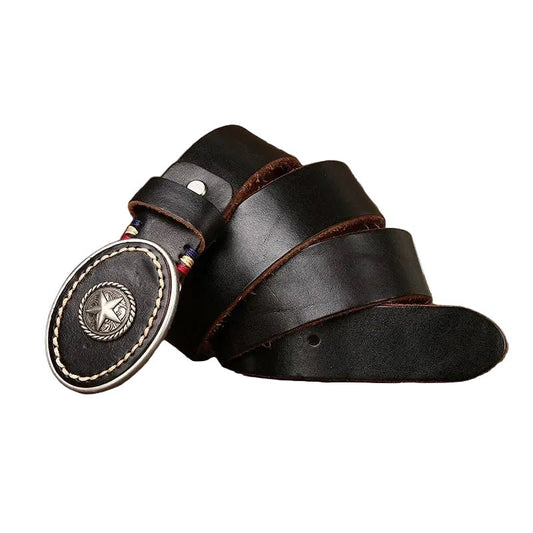 Ceinture Western Cuir Boucle Étoile Ovale - La Boutique de la Ceinture
