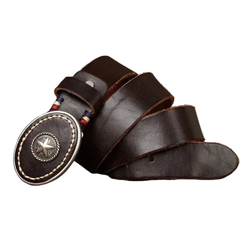 Ceinture Western Cuir Boucle Étoile Ovale