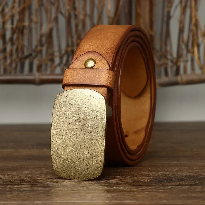 Ceinture cuir vintage boucle patinée  style brut et authentique modèle Bronto