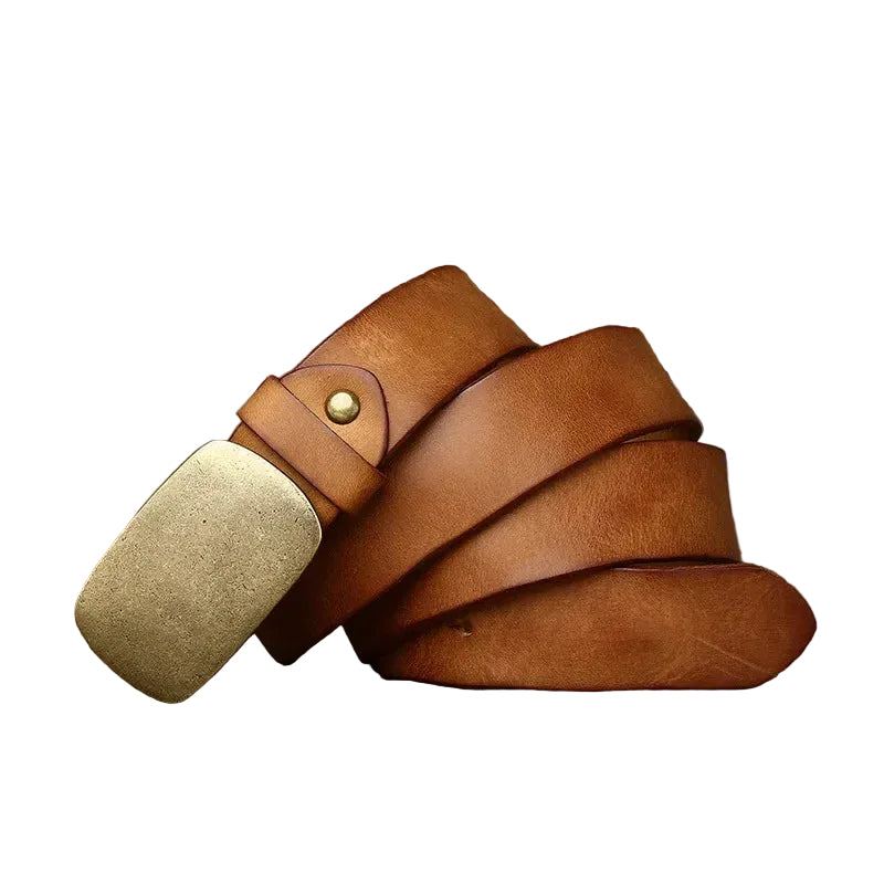 Ceinture cuir vintage boucle patinée  style brut et authentique modèle Bronto