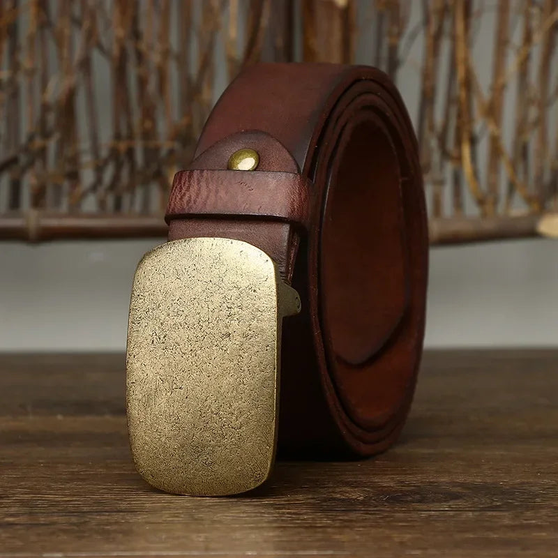 Ceinture cuir vintage boucle patinée  style brut et authentique modèle Bronto