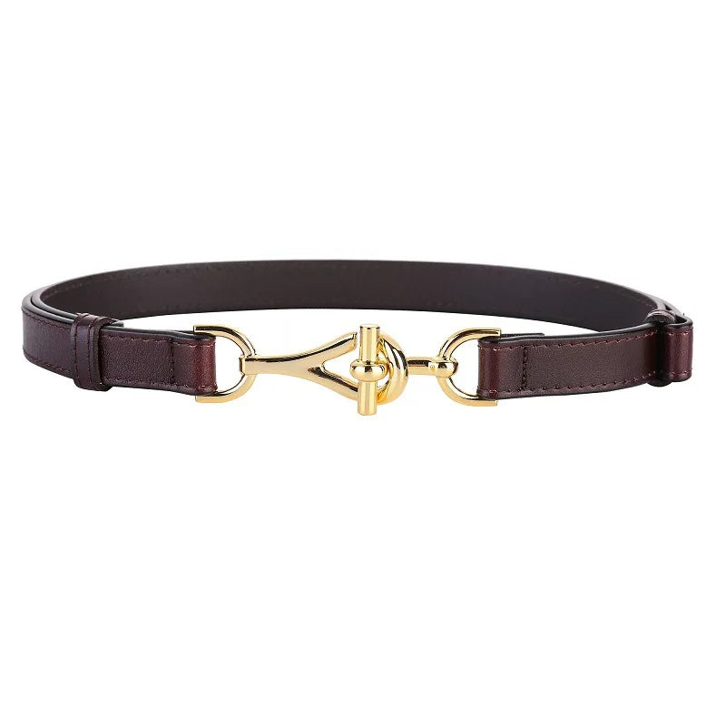 Ceinture Fine Femme en Cuir Véritable à Boucle Dorée, Modèle Cléa