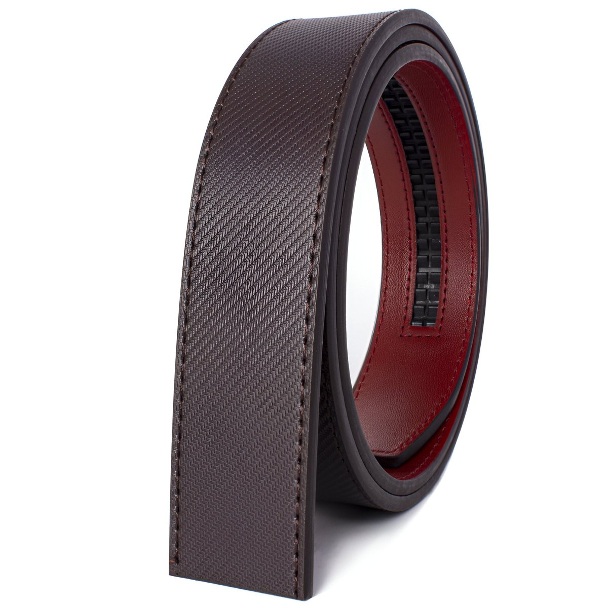 Lanière de ceinture 3.5 cm, en cuir, aspect rayée, pour boucles automatiques, modèle Sébastien - La Boutique de la Ceinture