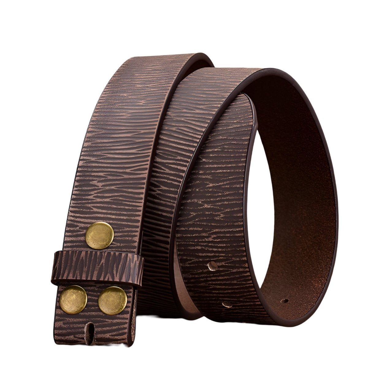Lanière de ceinture 3.8 cm, en cuir, pour boucles interchangeables, aspect usé, modèle Corbac - La Boutique de la Ceinture