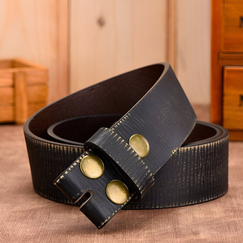Lanière de ceinture 3.8 cm, en cuir, pour boucles interchangeables, aspect usé, modèle Corbac