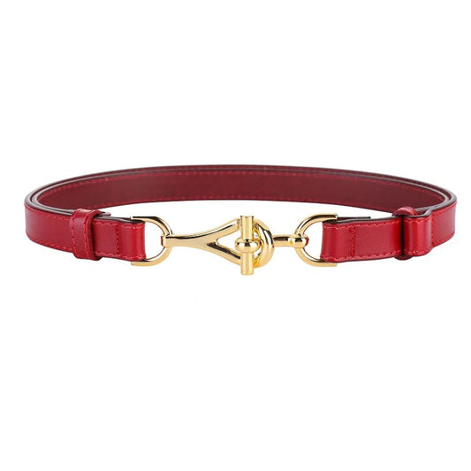 Ceinture Fine Femme en Cuir Véritable à Boucle Dorée, Modèle Cléa